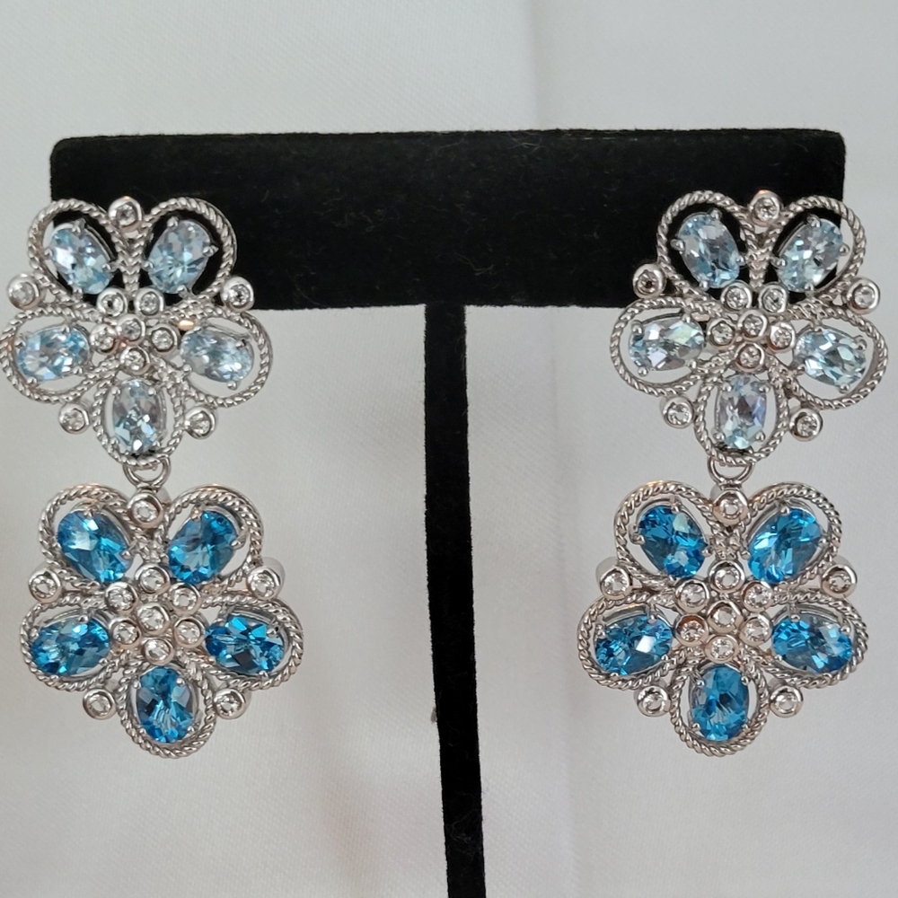 Sima K earrings sky blue, and white topaz 925 SS
